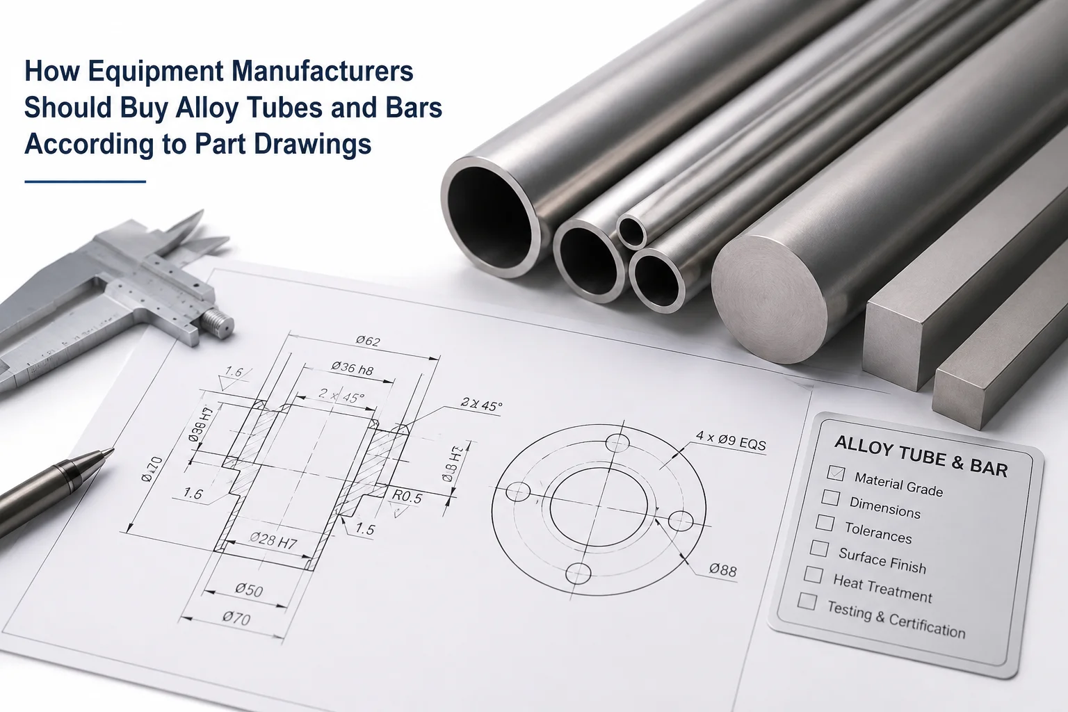 How Equipment Manufacturers Buy Alloy Tubes and Bars According to Part Drawings